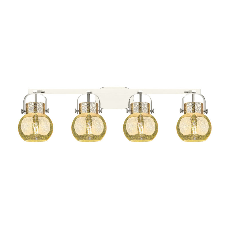 Pilaster II Sphere 2 Light Wallmounted Bath Vanity Light, Polished Nickel, Mercury, 4 Lights