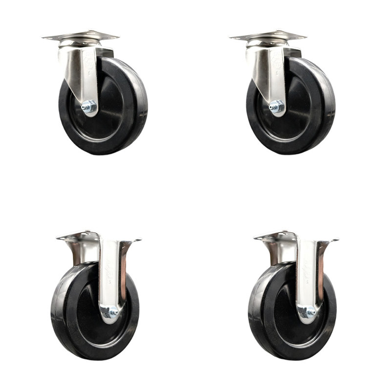 Soft Rubber Swivel Top Plate Caster Set