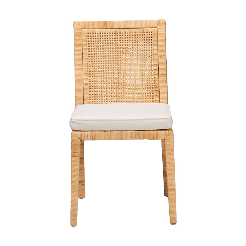 Chaise en bois naturel et rotin Colombano