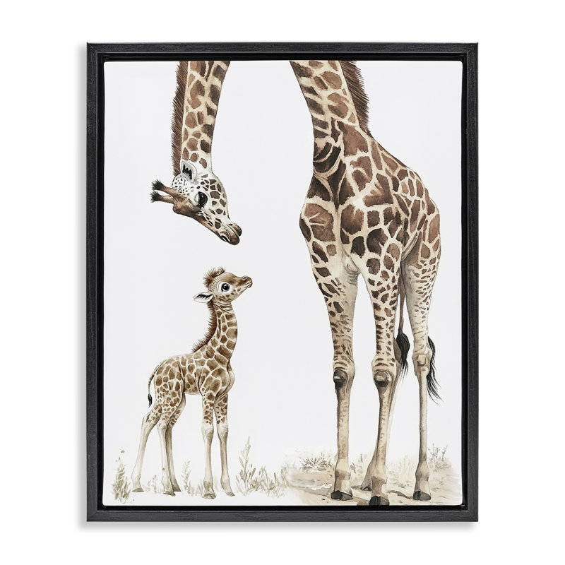 Cadre flottant pour veau Baby Giraffe, design par Ramona Murdock, Cadre flottant noir de jais, H 21 po x l 17 po