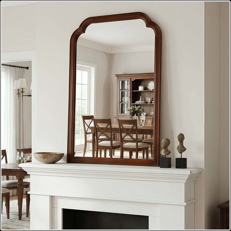 Miroir rectangulaire en bois massif avec coins arrondis en noyer noir (24 x 36), Black + Dark Walnut, Irregular