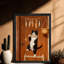 Reproduction d'art encadré noir avec chats rétro et leurs délicieux poissons séchés-272046570