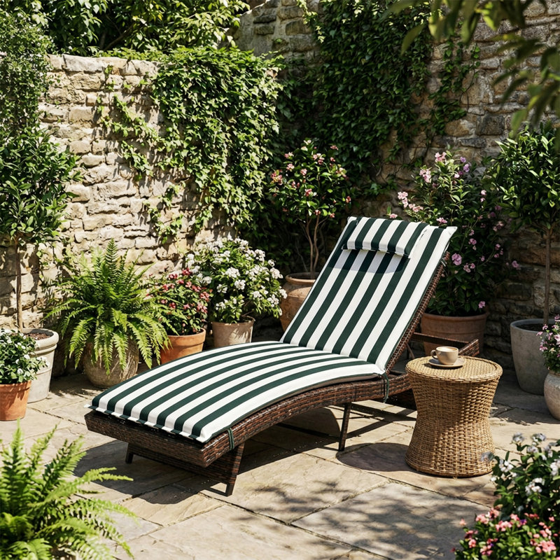  Coussin de chaise longue d'extérieur avec repose-tête, 79 x 25 x 3,2 pouces, Vert