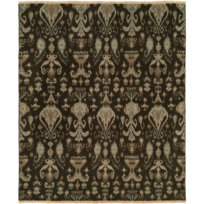 Wool Ikat Area Rug in Brown