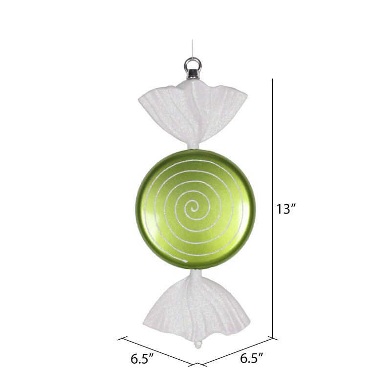 Ornement 13 "bonbon scintillant, Lime / Blanc