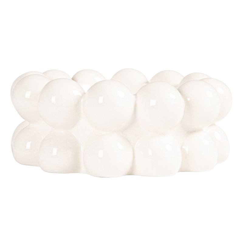 Stoneware Bowl With Raised Dots, White