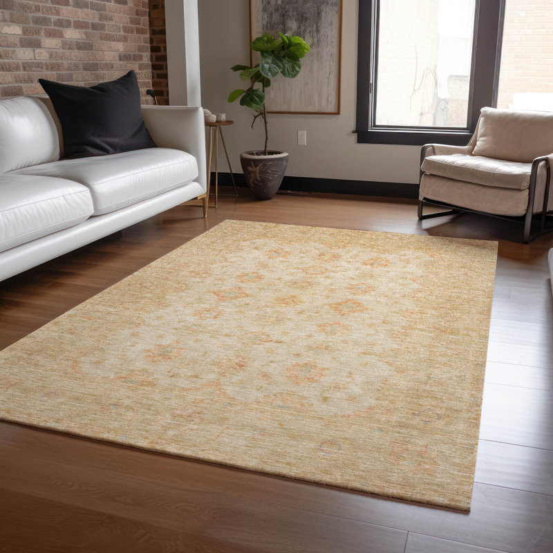Machine Washable Indoor/Outdoor Claudian ACN1643 Beige Rug, Rectangle 8' x 10'