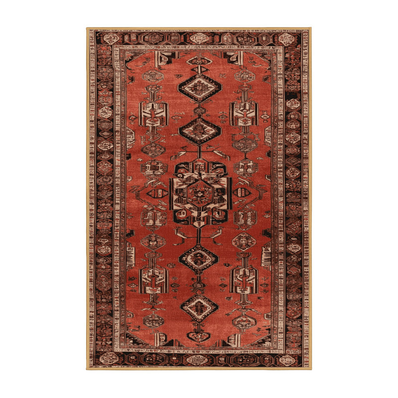 Tapis brun lavable à la machine, Rectangulaire 3 pi x 5 pi