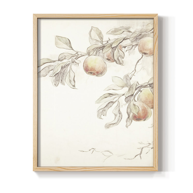 Impression florale vintage encadrée XL - bois massif, Naturel, H 21 po x l 17 po