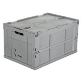 Mount-It! Collapsible Plastic Storage Crate, Folding Utility Distribution Container w/ Attached Lid