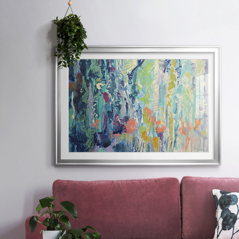 Papillons de pluie - Encadré - Sous passe-partout et encadré sous verre acrylique, grande décoration murale pour le salon