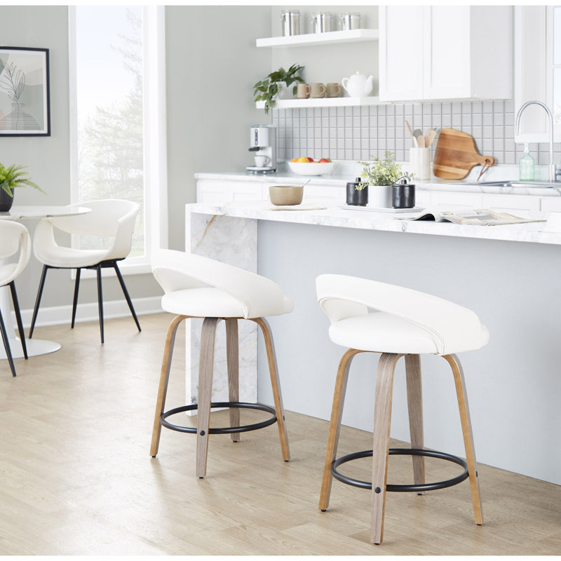 Tabouret de comptoir avec pivot, Beige, Naturel