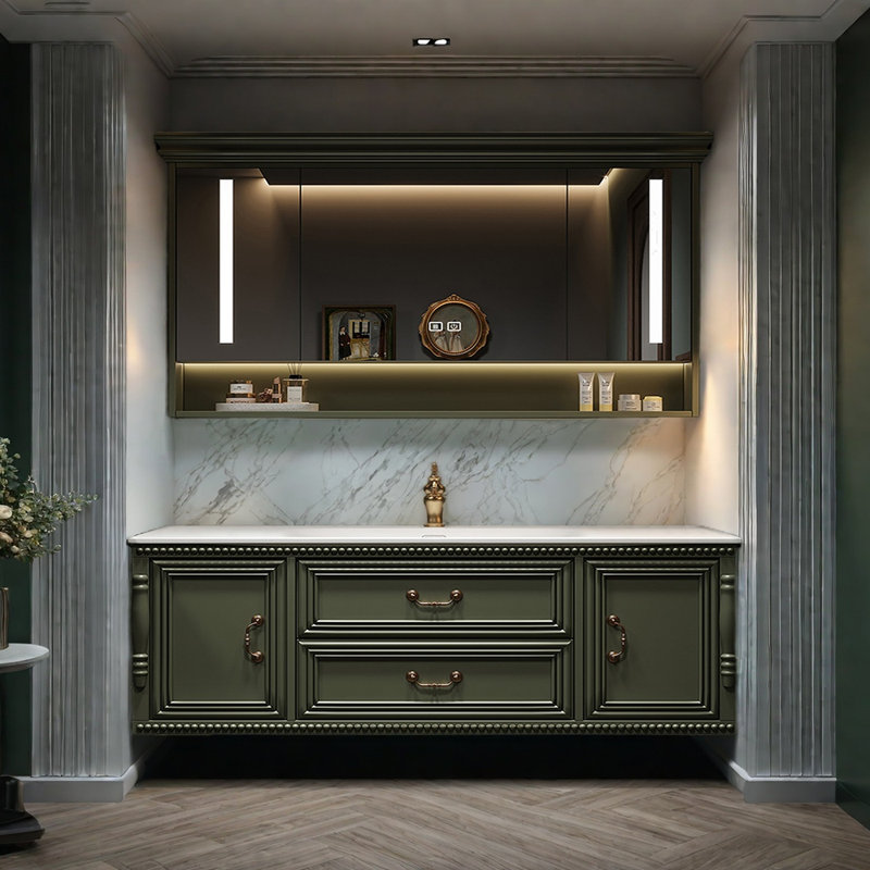 French retro bathroom cabinet, 63"