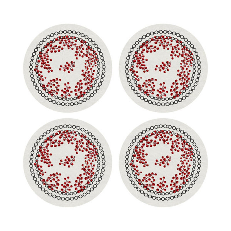 Napperon Christmas Berries, Rouge/blanc