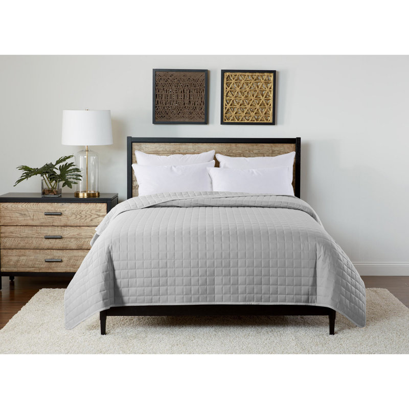 Twin Glacier Grey Velvet Trim Down Alternative Blanket