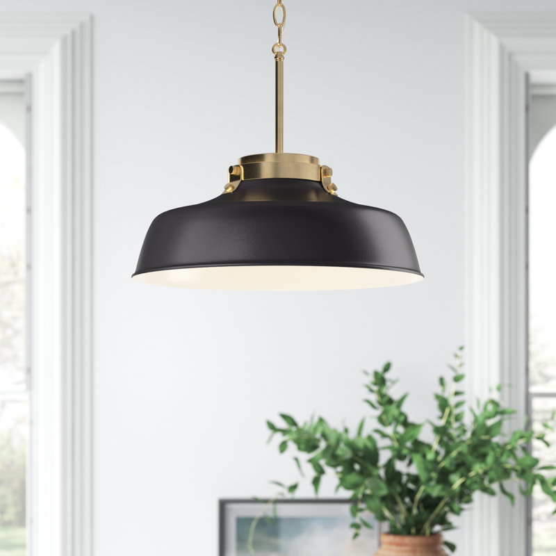 Luminaire suspendu en forme de dôme à 1 lumière Luzon, Noir mat
