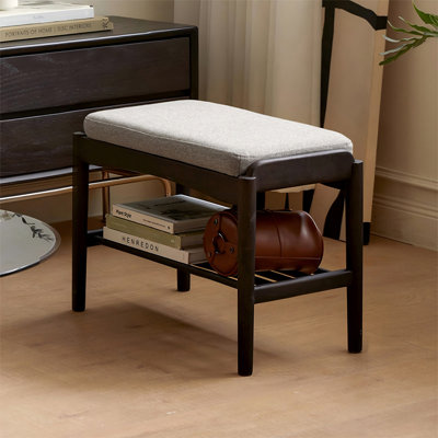 Banc en bois massif rembourré 100% polyester blanc crème