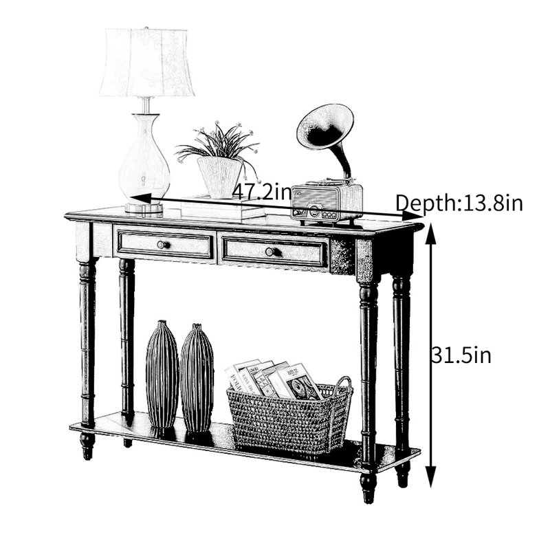 Console American Style, H 31,5 po x l 47,2 po x P 13,8 po
