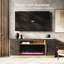 Meuble télé 68 "avec foyer électrique, centre de divertissement de couleur mixte avec tablettes réglables et foyer, noir espresso