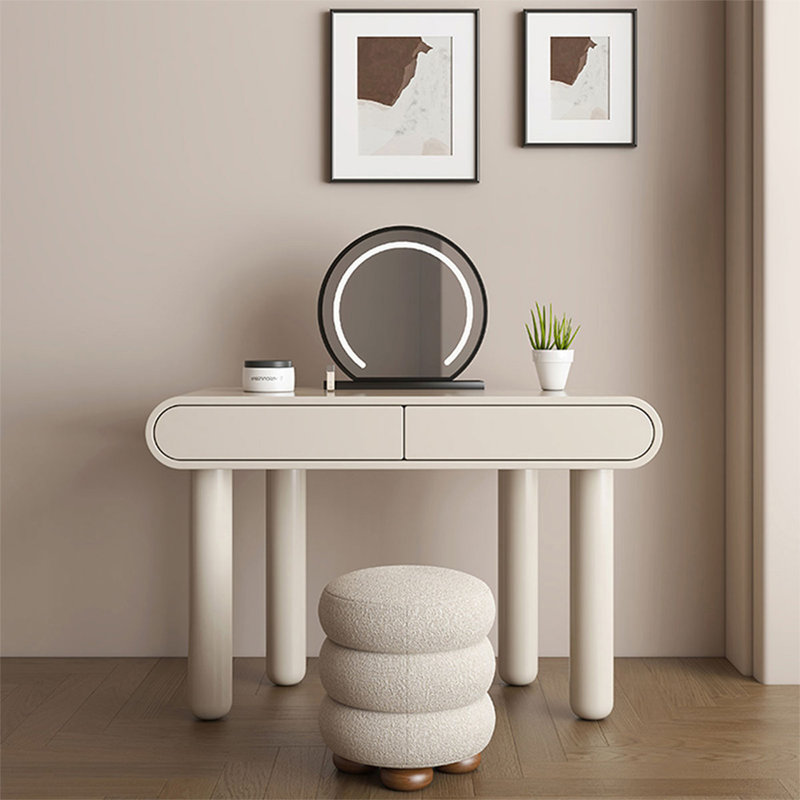 Coiffeuse de maquillage avec miroir lumineux, 2 tiroirs, 1 chaise