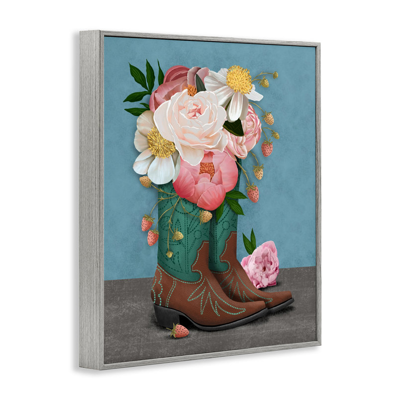 Bottes et pivoines occidentales, estampe numérique, conception de Jilly Jack Designs, Estampe numérique Farmhouse