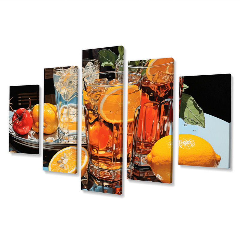 Cocktail Symphony III - Art mural sur toile, 5 panneaux
