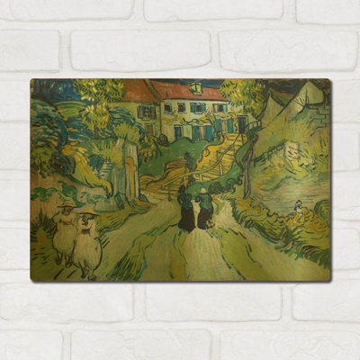 «Stairway At Auvers» par Vincent Van Gogh, art mural en métal doré, 16 po x 12 po