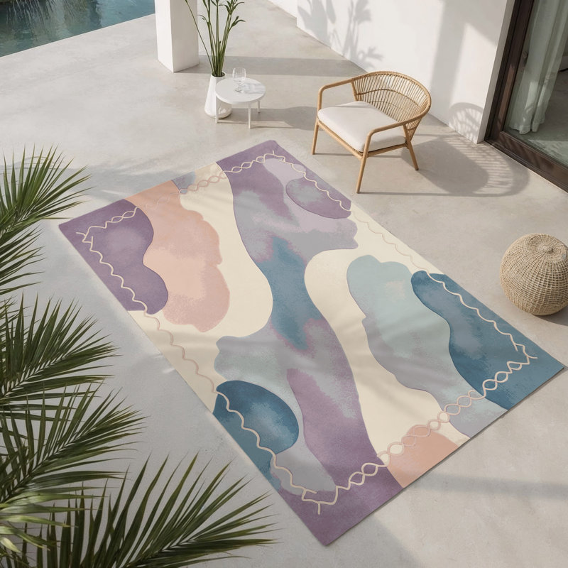 Tapis intérieur et extérieur Oceanic Whirl, Rectangulaire 8 pi x 10 pi