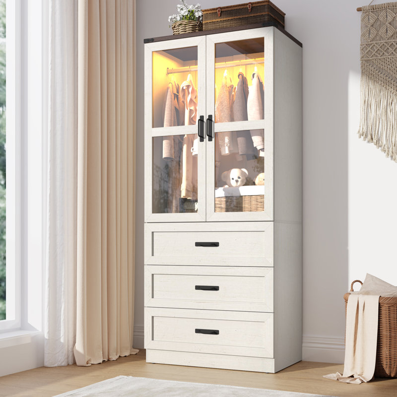 Armoire-penderie à porte en verre Farmhouse, 2 Doors, Blanc