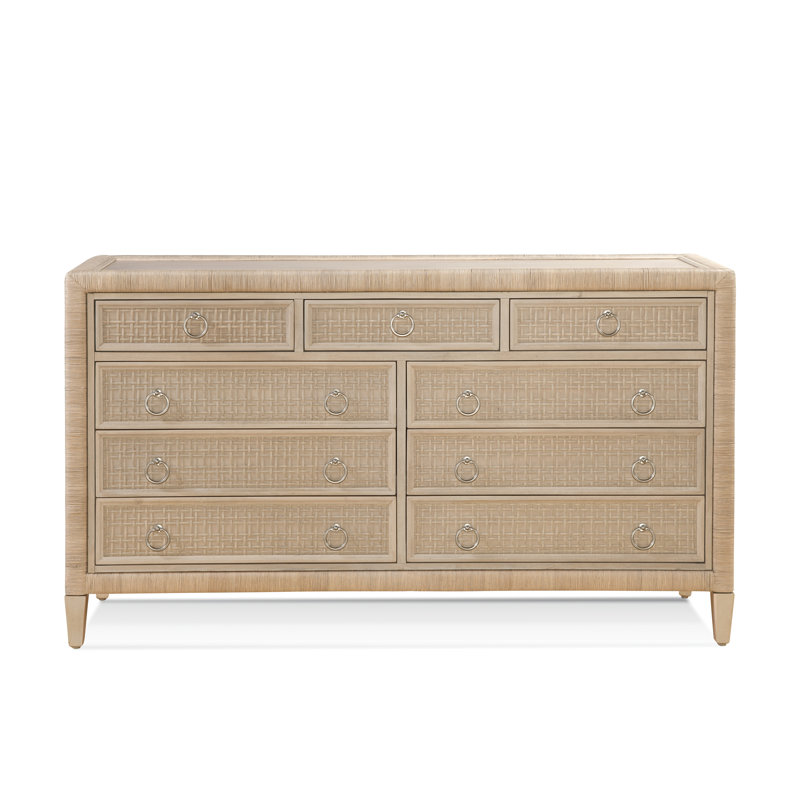 Monterey 9 Drawer 64'' W Dresser, Yes, Brass, Pumice