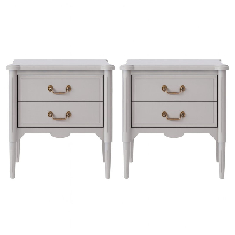 Doniesha End Table With Drawers, Antique White, Gray, Set of 2