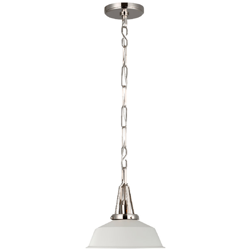 Chapman & Myers Layton Pendant, Polished Nickel, 82.38" H x 10" W x 10" D, Matte White