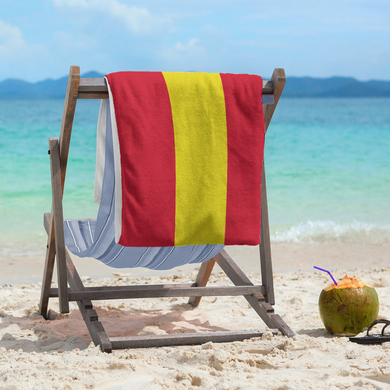 Lightweight Beach Towel, Red/Yellow/Red, Microfiber