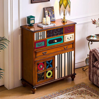 Buffet décoratif vintage sculpté et peint