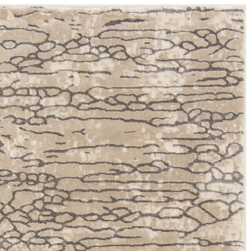 Edvin Abstract Beige/Grey Area Rug, Rectangle 3'3" x 5'