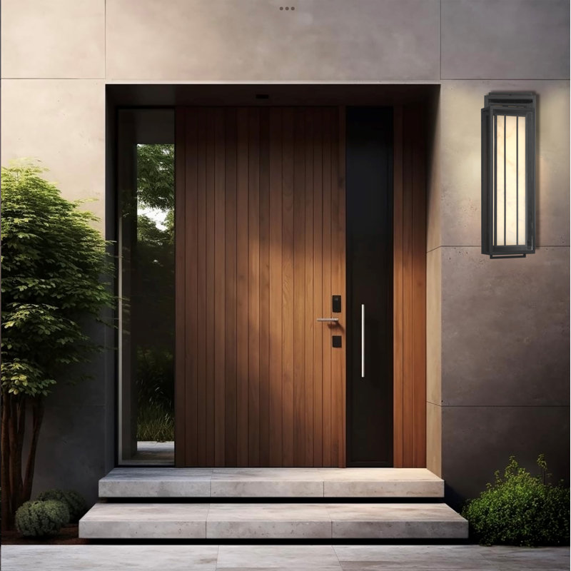 Hokku Designs Lavina - 1 Light Outdoor LED Wall Mount In Sand Coal Finish, 23.26" H x 28" W x 8.75" D, 25