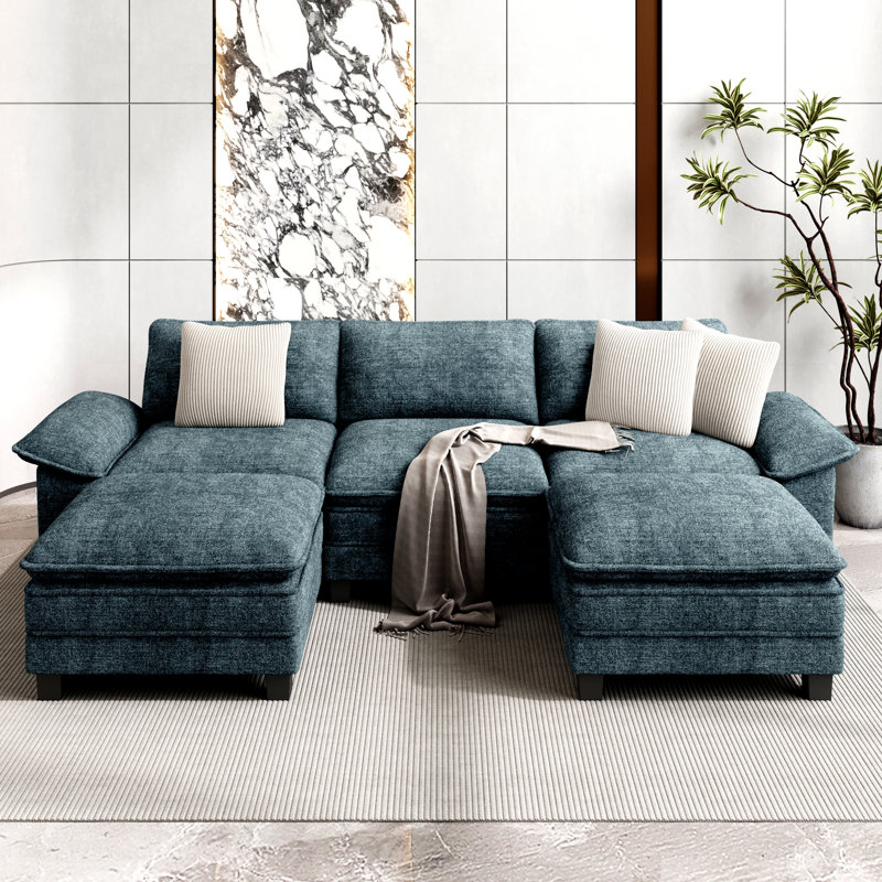 Modular Corner Sofa, Teal Chenille, 5