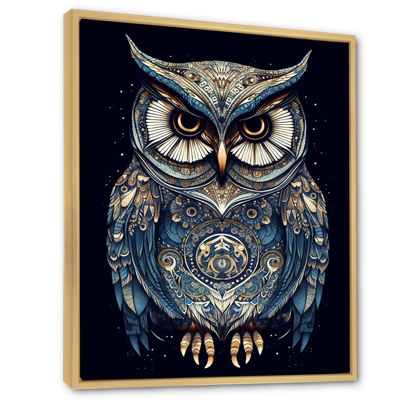 Hibou blanc magique - impression, Cadre naturel flottant, H 20 po x l 12 po
