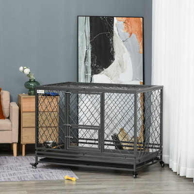 Large Dog Cage Dog Kennel for Medium Dogs Puppy Dog Playpen with Top, Pet Cage, Indoor, Black.