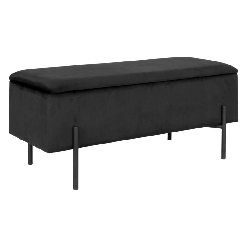 Larina Polyester Upholstered Storage Bench, Black