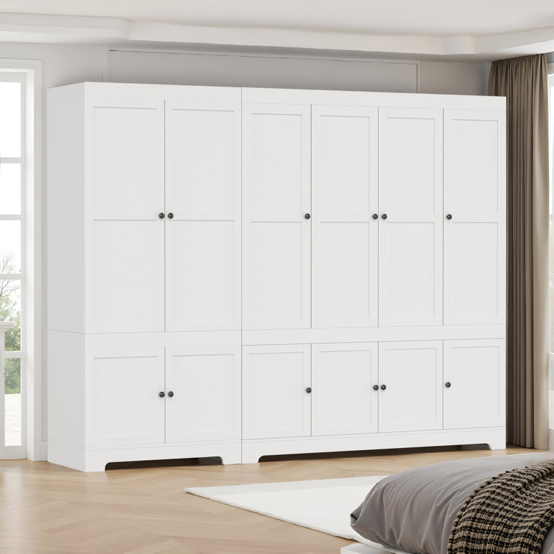 Armoire-penderie en bois 71 po, armoire de rangement modulaire 12 portes, étagères et tringle