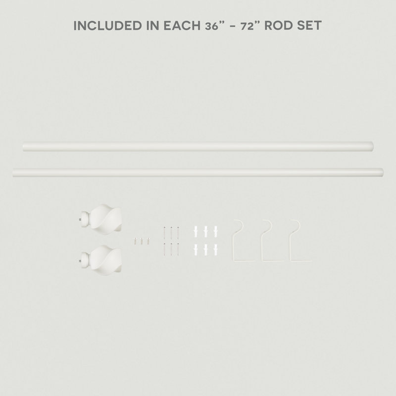 Exclusive Home Twist 1" Window Curtain Rod and Finial Set, Adjustable, Off White