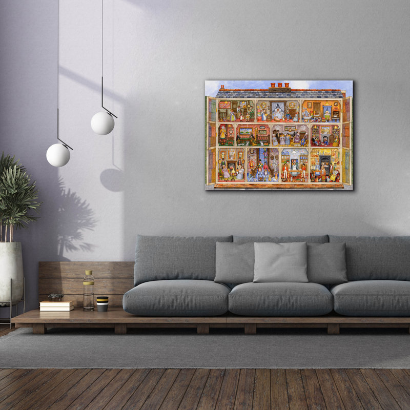  'Dolls House With Grand Stairs' by Gale Pitt Canvas Wall Art, 54" x 40", 40" H x 54" W