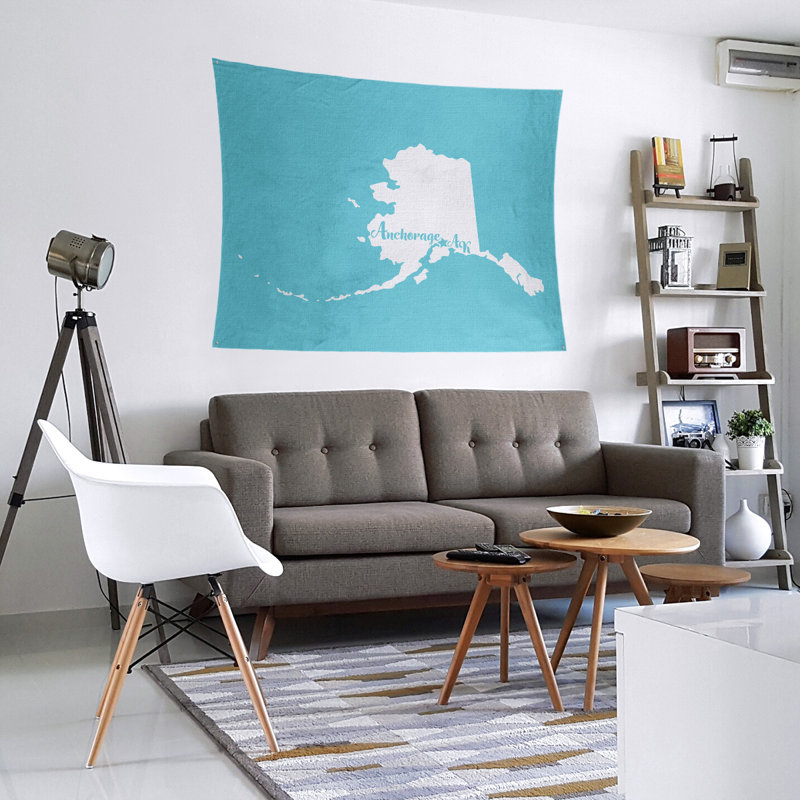 Tapisserie murale alaska ancrage, H 68 po x l 80 po, Bleu sarcelle