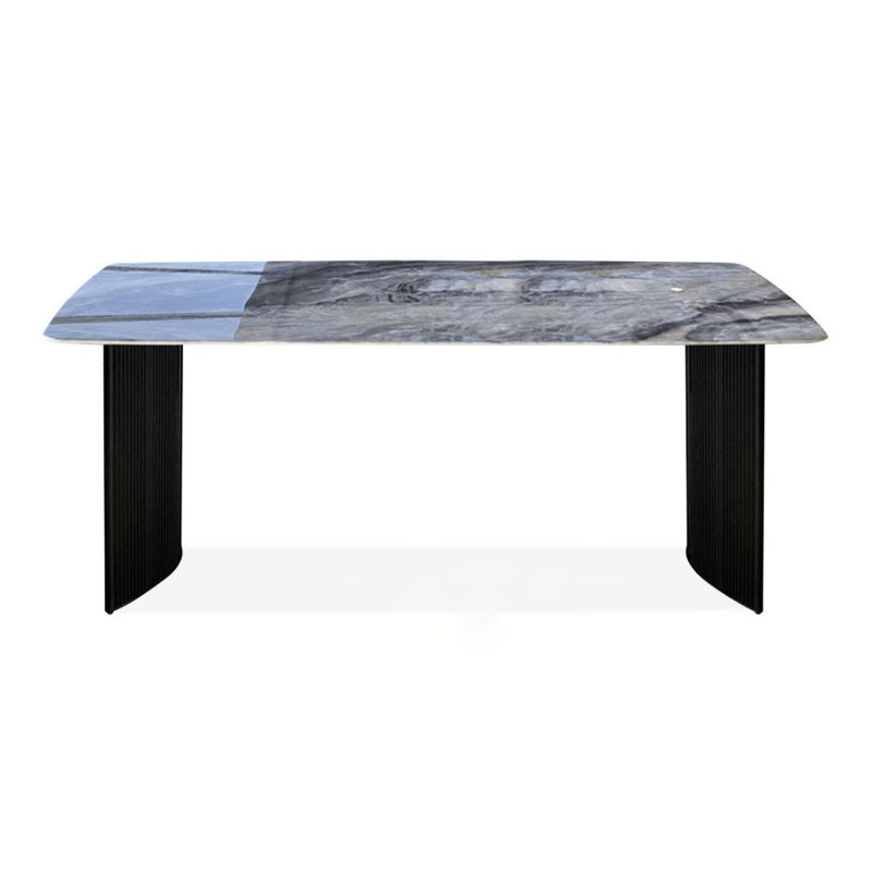 Table de salle à manger rectangulaire moderne en marbre, H 29,53 po x l 78,74 po x L 39,37 po