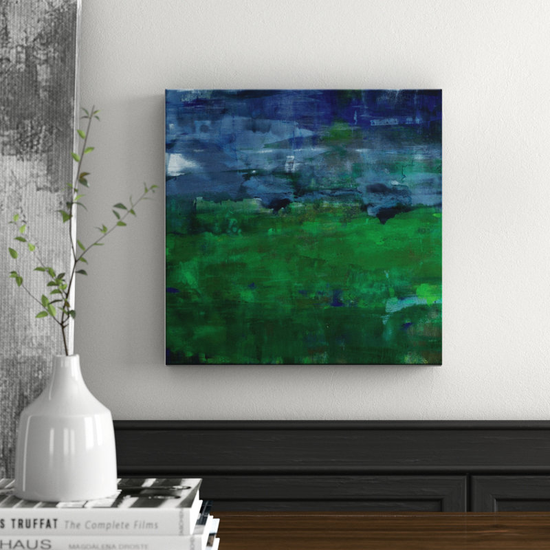 Views Across The Valley by Sally Adams - Painting on Canvas, 41cm H x 41cm W, Wrapped Canvas