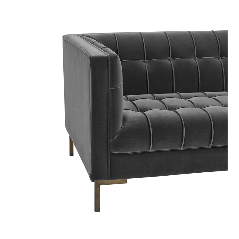 Causeuse en velours Isaac - gris, Gris foncé
