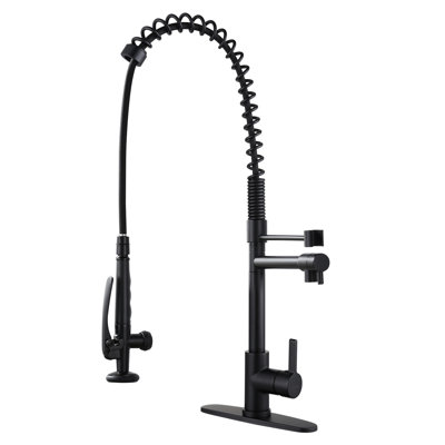 Deck Mounted 2-Handle Pull Down Sprayer Commercial Kitchen Faucet