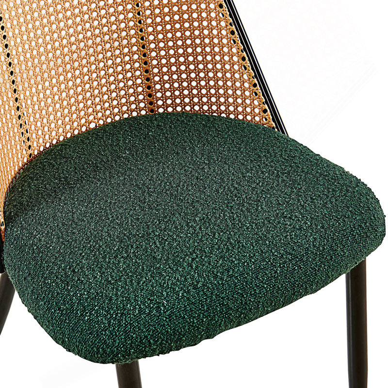 Ensemble de 2 chaises de salle à manger en rotin avec dossier naturel, 2, Vert