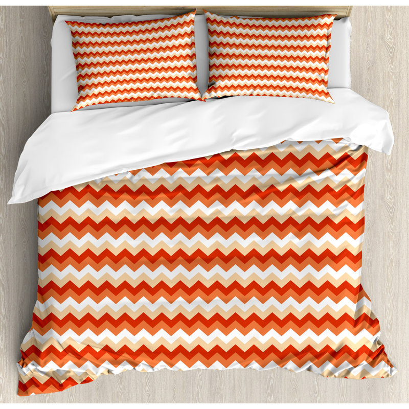 Ensemble de housse de couette en zigzag à motif géométrique à chevrons à chevrons horizontal arrow, Très grand